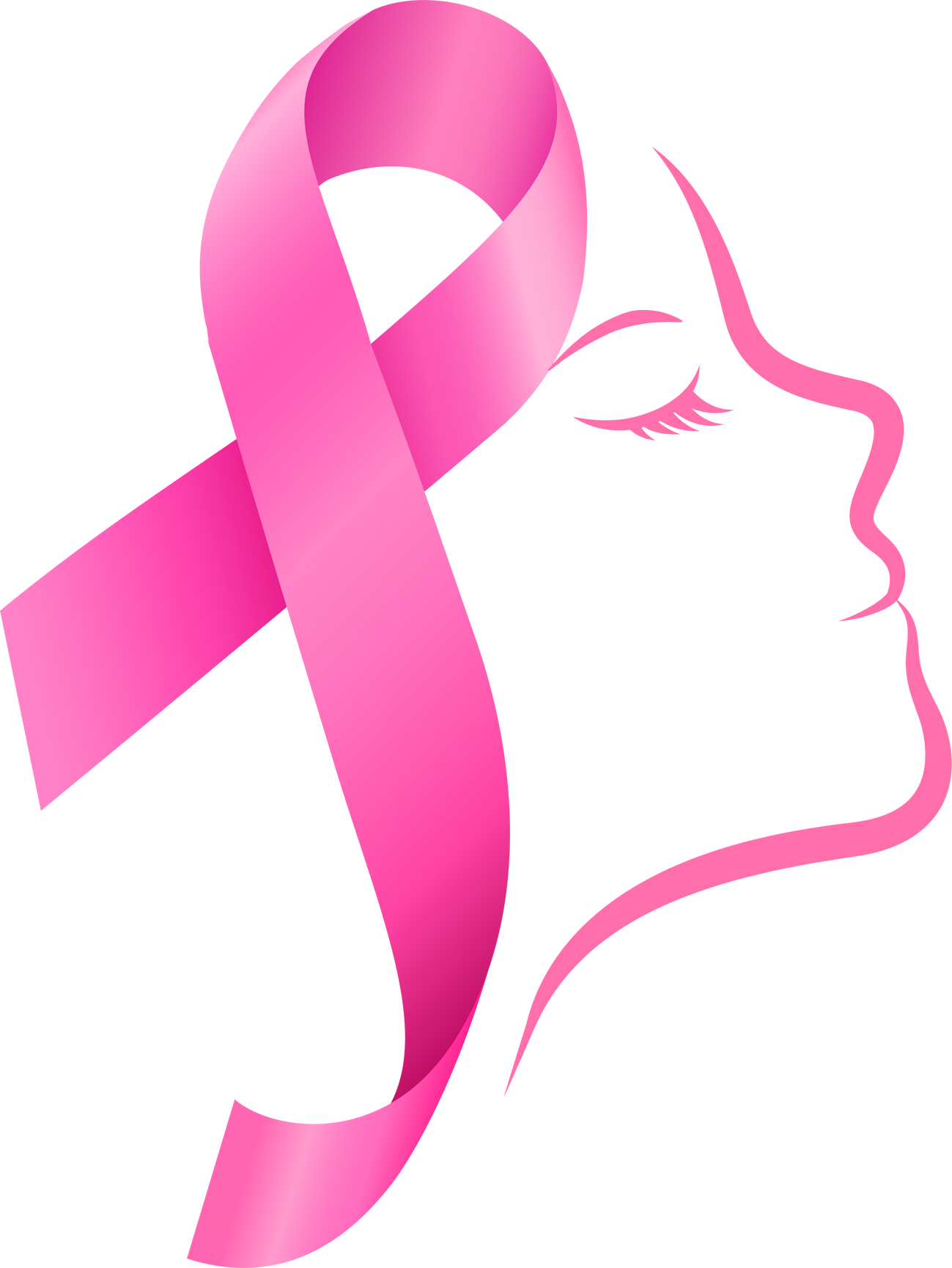 Pink ribbon on woman face icon design. Breast cancer awareness month.